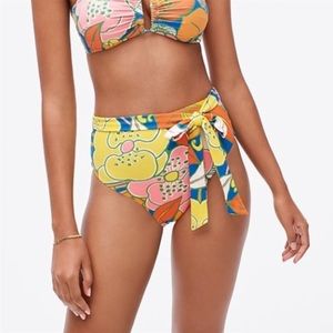 J. Crew High Rise Floral Belted Bikini Bottom